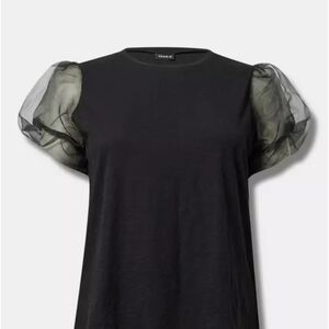 NWOT Torrid Black Sheer Puff Sleeve Tee